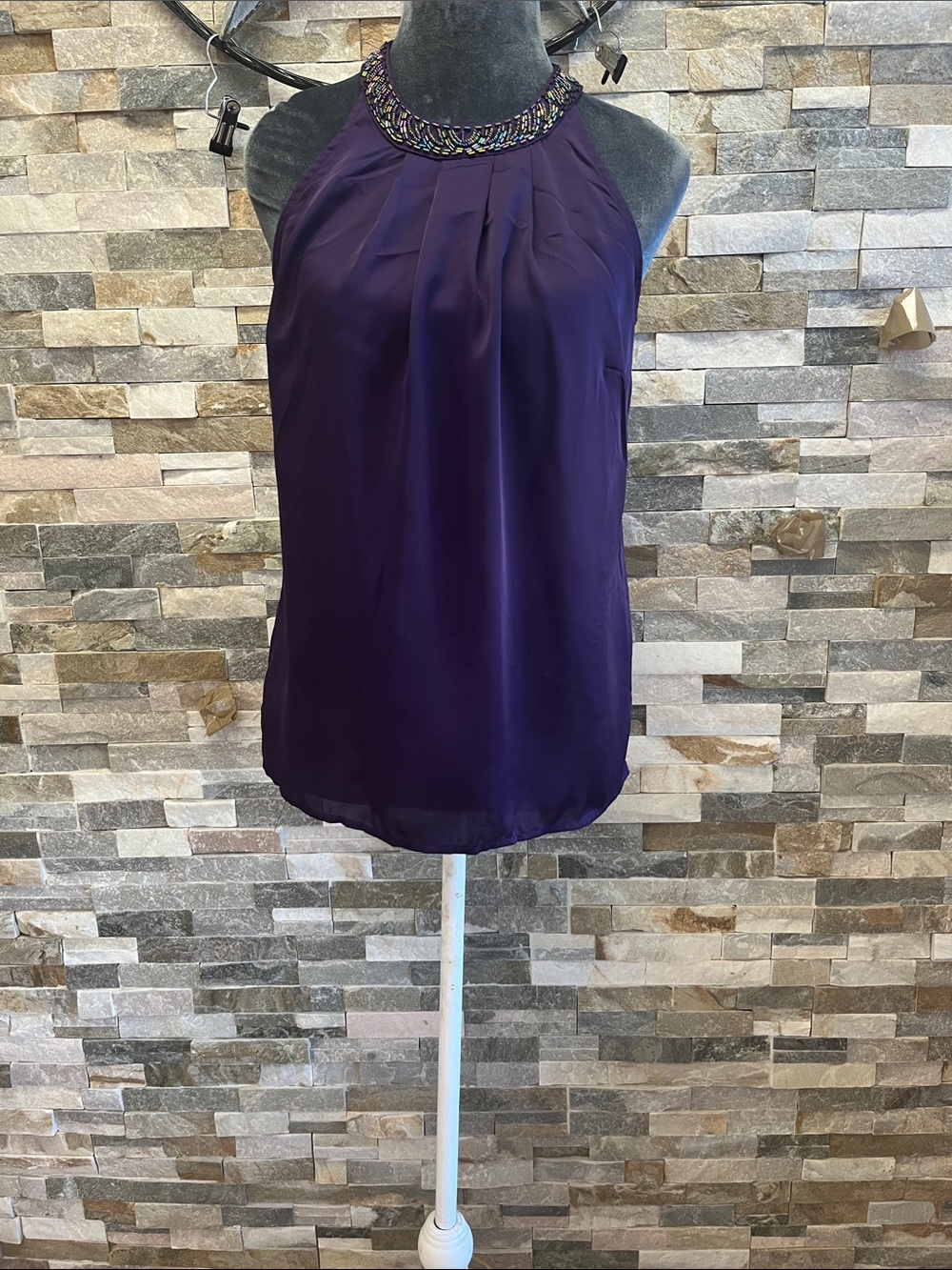 Worthington Purple Beaded Halter Camisole